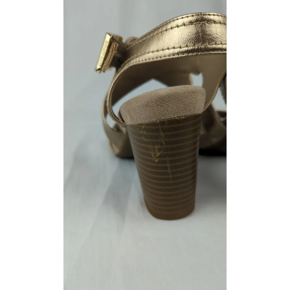Giani Bernini Pumps Heels Gold Metallic Cross Strap Memory Foam 7.5